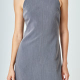 High Neck Fitted Mini Dress