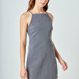 High Neck Fitted Mini Dress