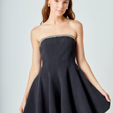 Jewel Trim Flounced Mini Dress