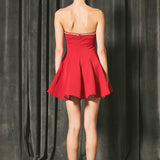 Jewel Trim Flounced Mini Dress