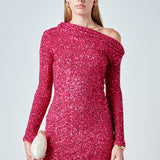 One Shoulder Sequins Dress