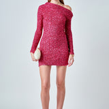 One Shoulder Sequins Dress