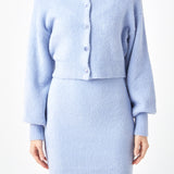 Knitted Puff Sleeve Cardigan