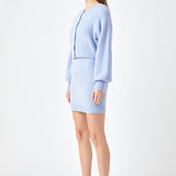 Knitted Puff Sleeve Cardigan