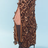 Animal Print Ruffled Slip Maxi Dress