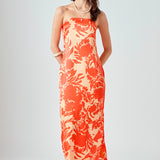 Strapless Print Maxi Dress