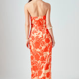Strapless Print Maxi Dress