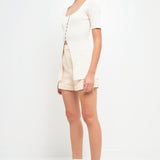 Short Sleeve Long Knit Button Up