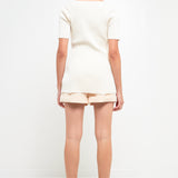 Short Sleeve Long Knit Button Up