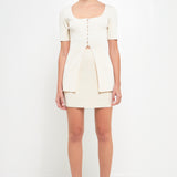 Short Sleeve Long Knit Button Up