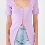 Short Sleeve Long Knit Button Up