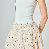 Feather Blouson Mini dress