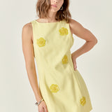 Embellished Linen Mini Dress