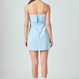 Folded Panel Linen Mini Dress