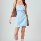 Folded Panel Linen Mini Dress