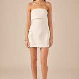 Folded Panel Linen Mini Dress