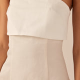 Folded Panel Linen Mini Dress