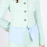 Lemi Tweed Jewel Buttoned Combo Jacket