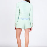 Lemi Tweed Jewel Buttoned Combo Jacket