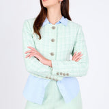 Lemi Tweed Jewel Buttoned Combo Jacket