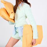 Lemi Tweed Jewel Buttoned Combo Jacket