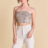 Beaded Sequins Strapless Top