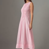 Annabelle Organza Pintuck Sleeveless Midi Dress
