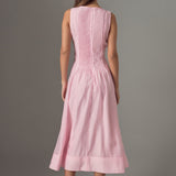 Annabelle Organza Pintuck Sleeveless Midi Dress
