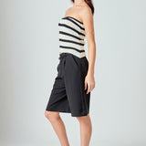 Strapless Striped Knit Top