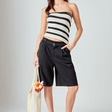 Strapless Striped Knit Top