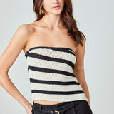 Strapless Striped Knit Top