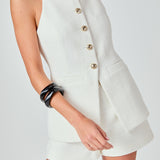 Jacqueline Sleeveless Buttoned Tweed Top