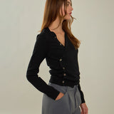 Knit Cardigan with Cross Over Buttons