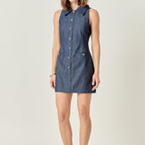 Denim Collared Mini Dress