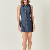 Denim Collared Mini Dress