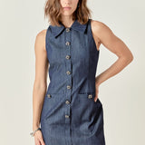 Denim Collared Mini Dress