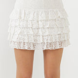 Ruffled Lace Mini Smocked Skirt