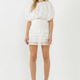 Ruffled Lace Mini Smocked Skirt