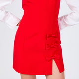 Strapless Bow Accent Mini Dress
