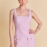 Square Neck Tweed Mini Dress