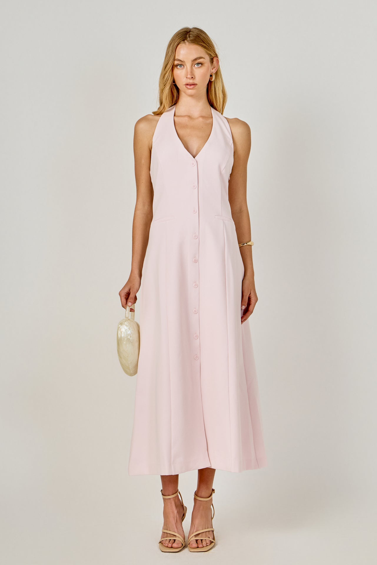 Endless Rose - Halter Midi Dress PINK / XS Endless Rose - Halter Midi Dress PINK / XS