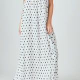Samantha Strapless Pleated Polka Dot Maxi Dress