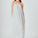 Samantha Strapless Pleated Polka Dot Maxi Dress