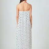 Samantha Strapless Pleated Polka Dot Maxi Dress