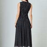 Rachel Smocked Drop Waist Polka Dot Maxi Dress