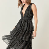 Tiered Polka Dot Maxi Dress