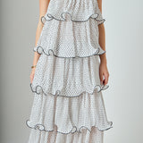 Wired Polka Dot Tiered Maxi Dress
