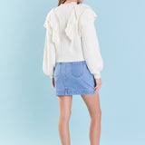 Cable Knit Ruffled Sweater