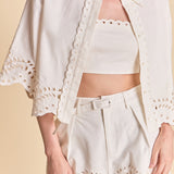 Embroidered Shirt and Strapless Top Set