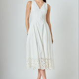 Embroidered Flounce Maxi Dress